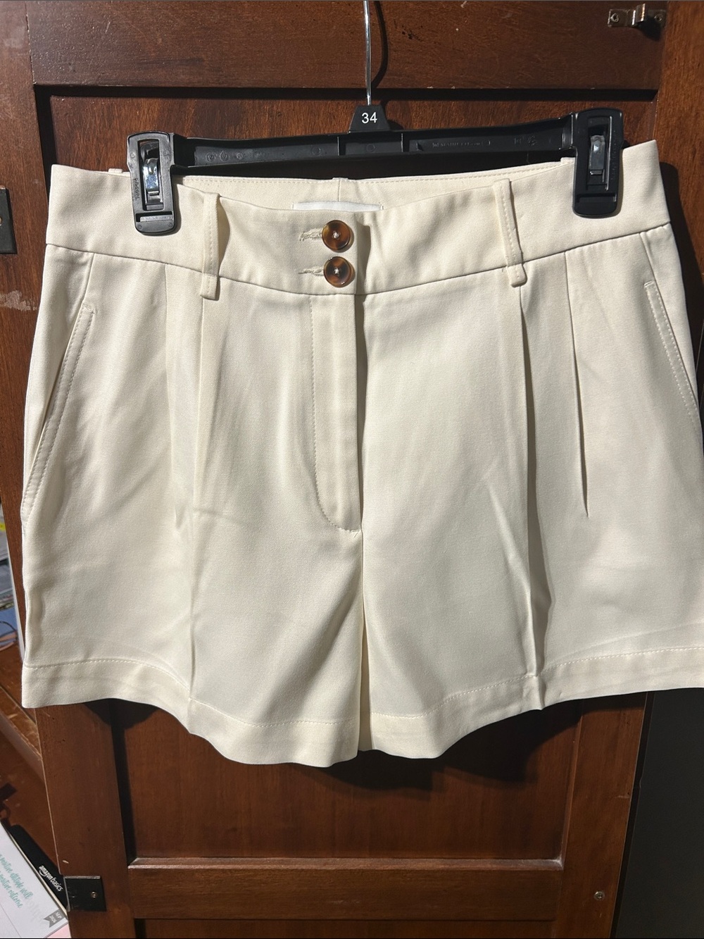 Reiss Women's Cream Tailored High-Waist Shorts
